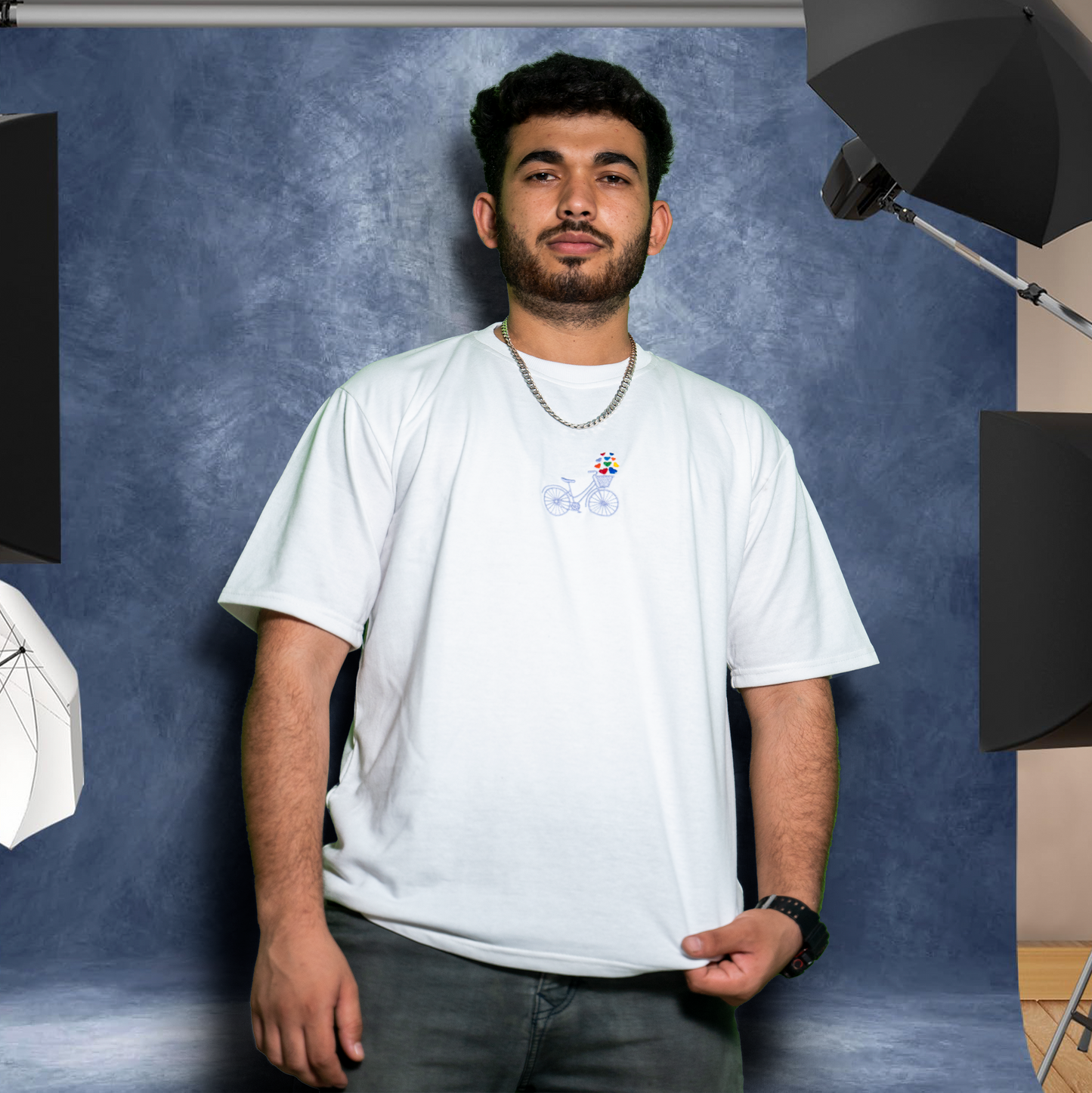 Essential Oversized Embroidered T-Shirt (Bicycle)