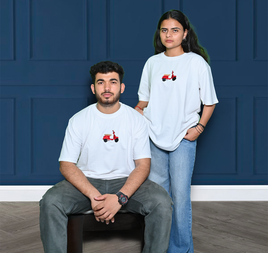 Essential Oversized Embroidered T-Shirt (Old skool Scooter)
