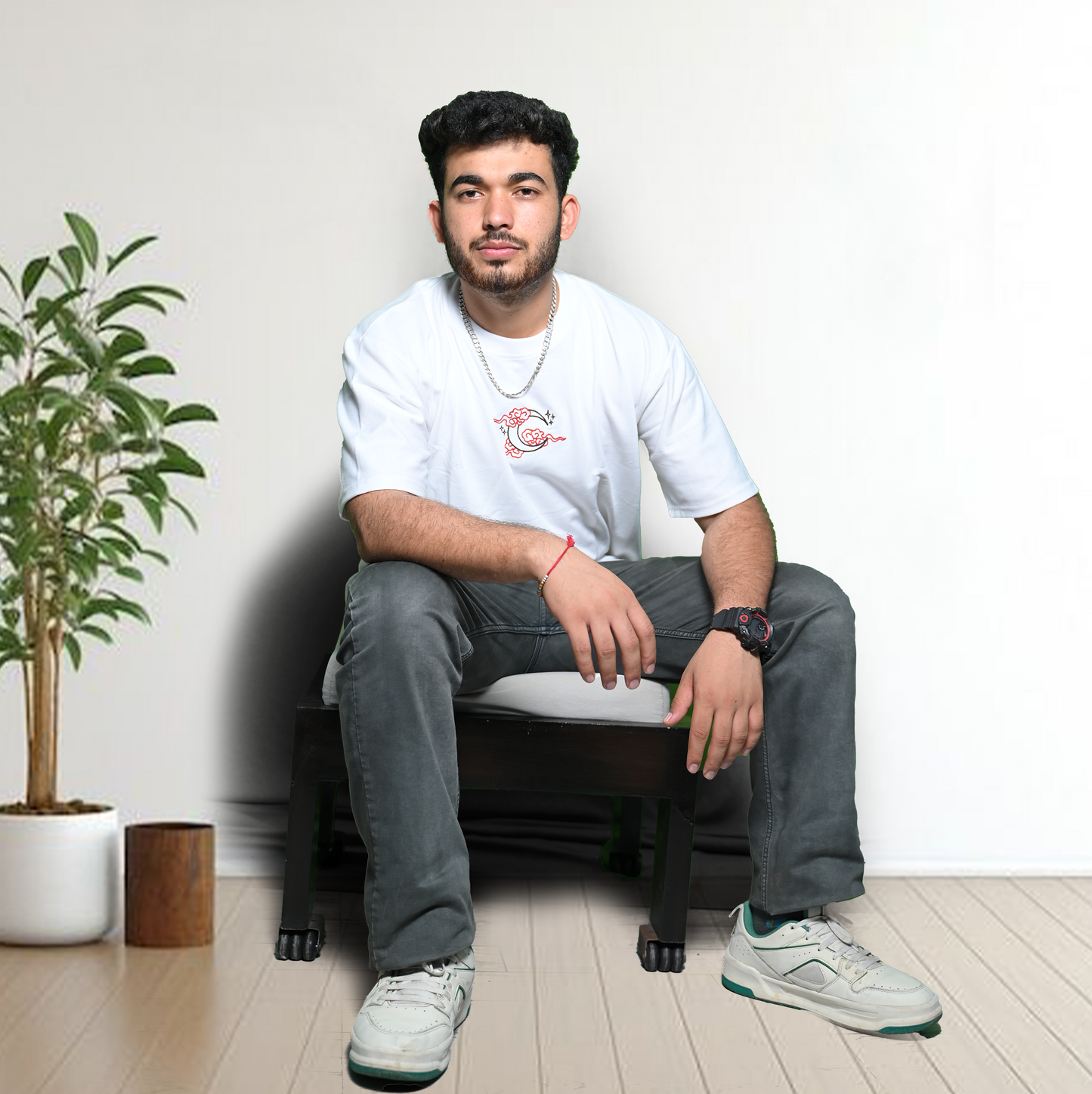 Essential Oversized Embroidered T-Shirt (Cloud Moon)