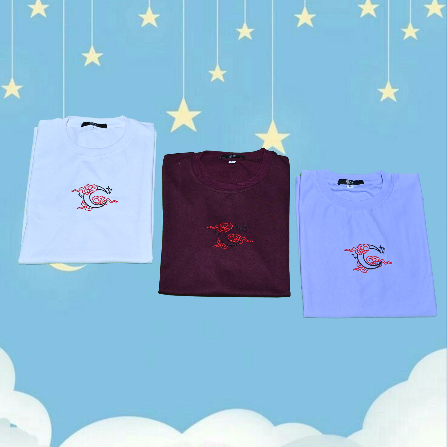 Essential Oversized Embroidered T-Shirt (Cloud Moon)