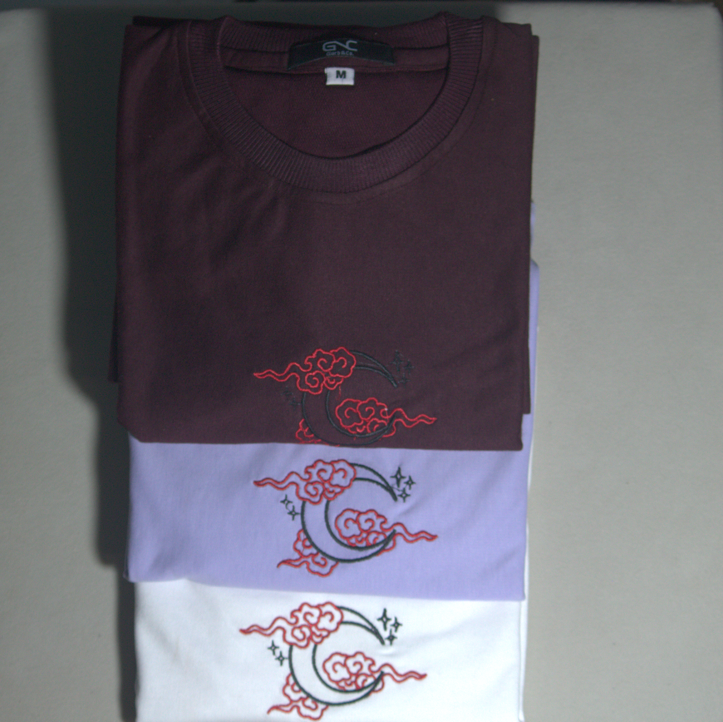 Essential Oversized Embroidered T-Shirt (Cloud Moon)